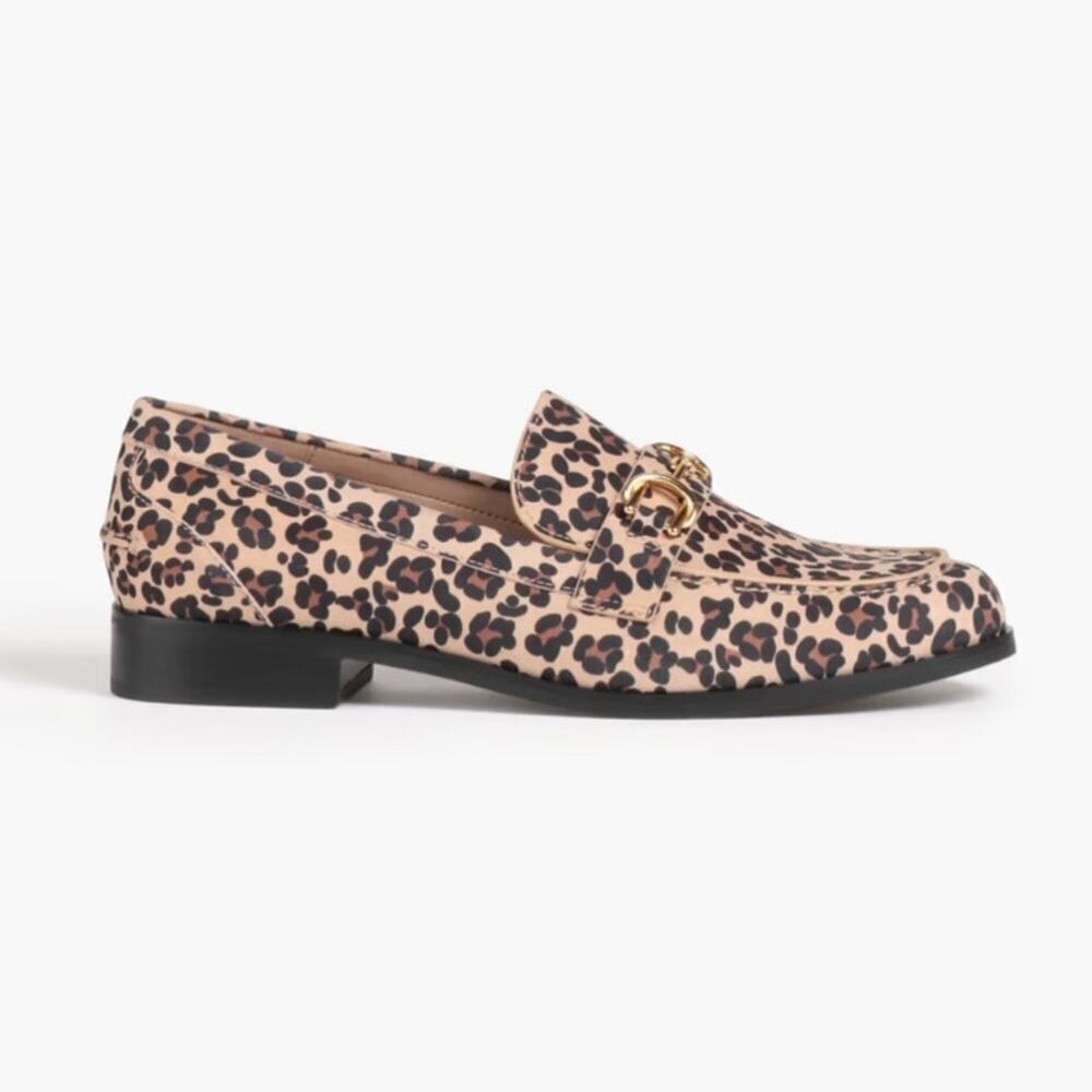 Stuart‎ Weitzman Owen Buckle Loafer In Spotted Cheetah Suede Golden Beige 7.5